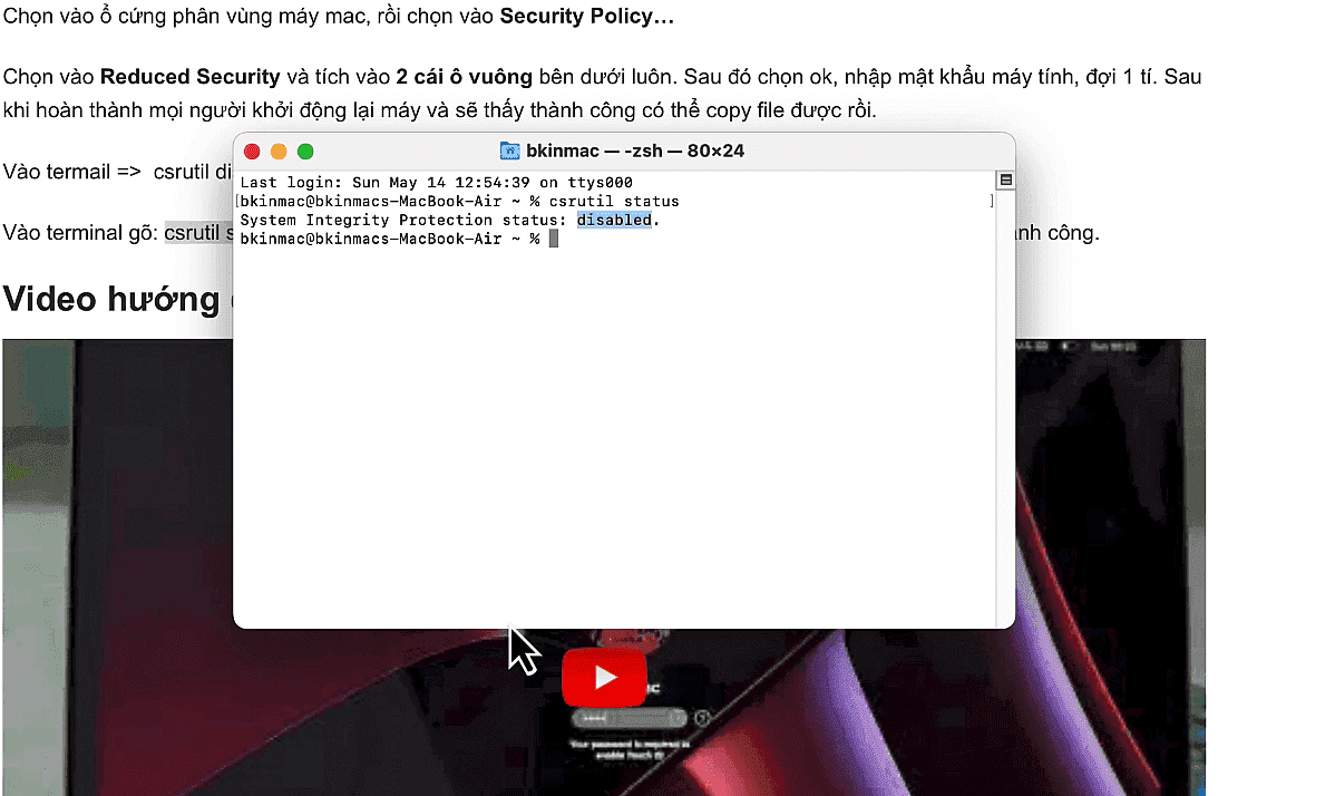 Hướng dẫn tắt System Integrity Protection SIP để chạy App ngoài